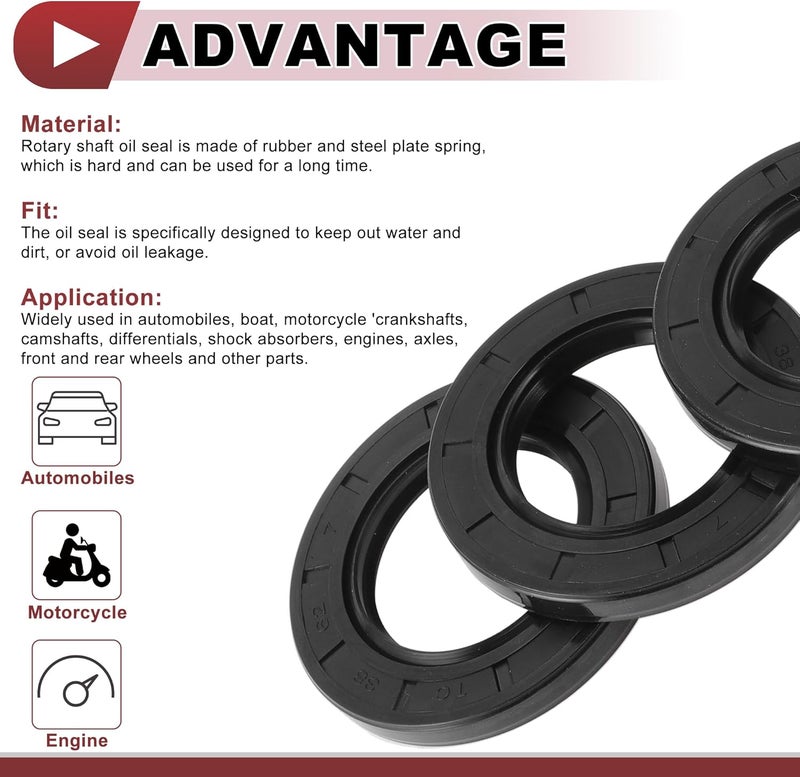 HEROFFIX 5 Pcs Rotary Shaft Seal High Pressure Oil Seal 38x62x7mm Black Nitrile 70 Durometer Rubber - Image 4